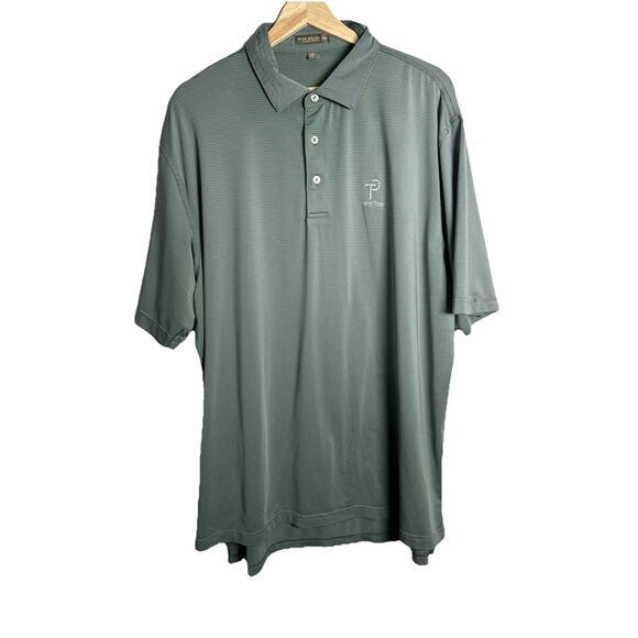 Peter Millar Polo Summer Comfort Mens Sz XL Golfcore Pinstriped Embroidered - Picture 1 of 8